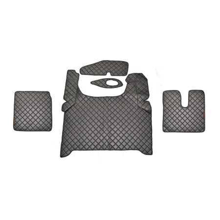 Set of Black Eco Leather Floor Covers Covers for MAN TGX Floor Mats 2020+ Automatic Right