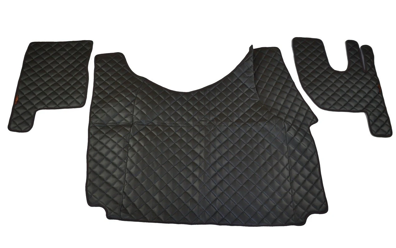 for Renault Gama T Tunnel 2013-2021, 3 pcs Black Eco Leather Truck Floor Mats