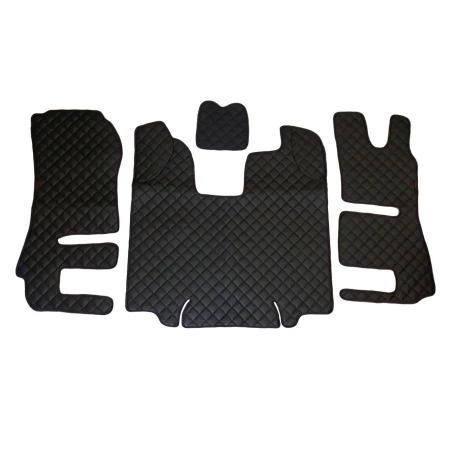 Premium Eco Leather Truck Floor Mats for Scania R 2014-2016 Right-Hand Drive Automatic Gearbox – Full Coverage Set with Engine Cover