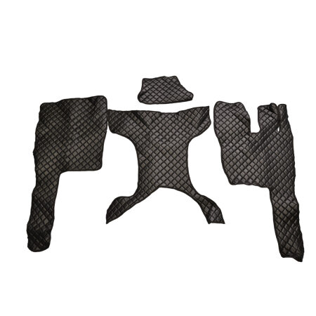 Set of Black Eco Leather Floor Mats for Volvo FM E5 trucks RHD + Engine Cover
