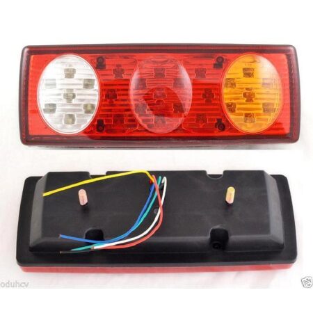 2 pcs Tail Indicator Lights - 12V 27 LEDs Rear Lamps with 4 Functions for Van, Bus, Tractor, Lorry