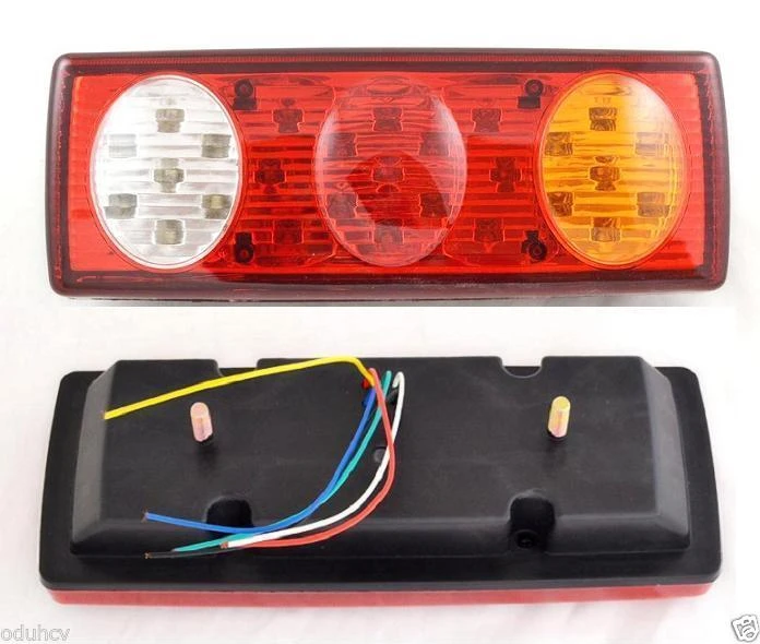 2 pcs Tail Indicator Lights - 12V 27 LEDs Rear Lamps with 4 Functions for Van, Bus, Tractor, Lorry