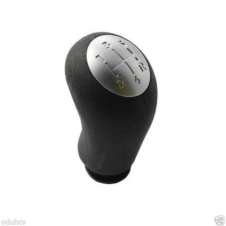Gear Shift Knob for Renault Clio III, Scenic II (2003–2006) | 5-Speed | Black Rubber with Silver Cap | OEM Replacement