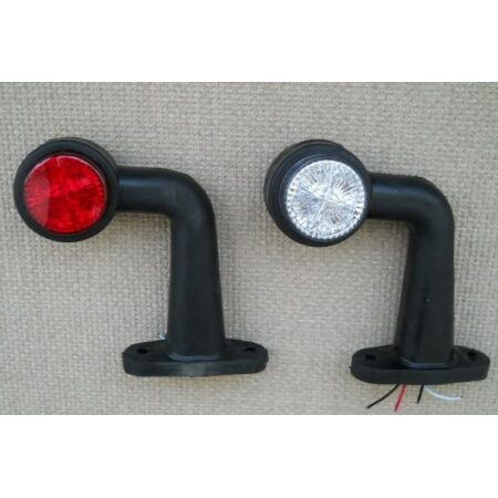 High Quality 2 pcs Red White Elbow Side Marker Lights 24V 8 LEDs Stalk Indicator Lamps for Truck, Trailer, Lorry, Tractor, HGV. FREE UK Delivery!