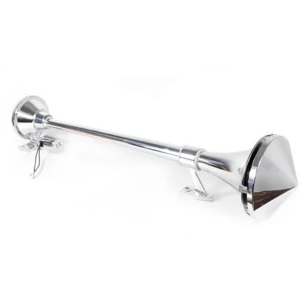 12V/24V Air Horn Trumpet – Chrome 145dB Loud Sound, Metal Body, Legal and Harmonic Tone