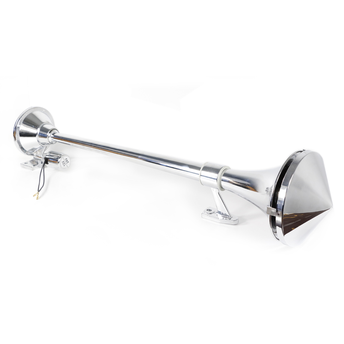 12V/24V Air Horn Trumpet – Chrome 145dB Loud Sound, Metal Body, Legal and Harmonic Tone