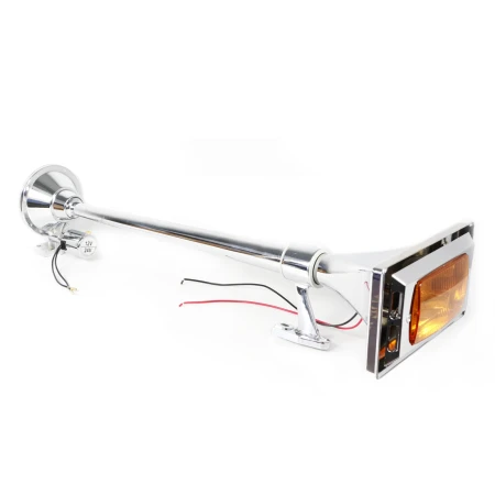 24V Air Horn with Amber Spot Fog Lamp – Chrome Finished 130dB King Size Trumpet & H3 Bulb