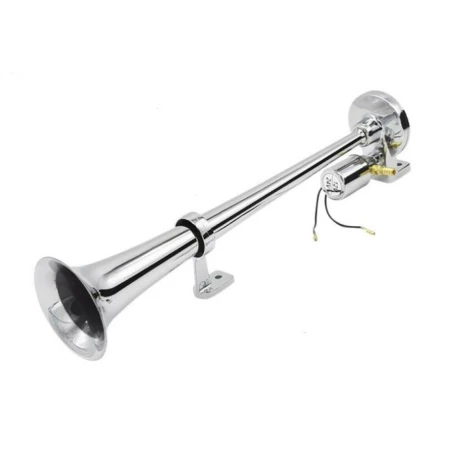 24V Air Horn – Chrome Finished 130dB Single Trumpet for Truck, Lorry, Van, Bus, Tractor, Tipper, etc.