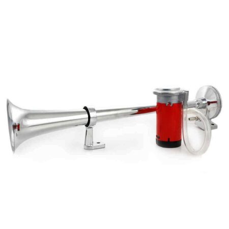 12V Air Horn – Chrome Finished 150dB Single Horn with Compressor for Trucks, Vans & More