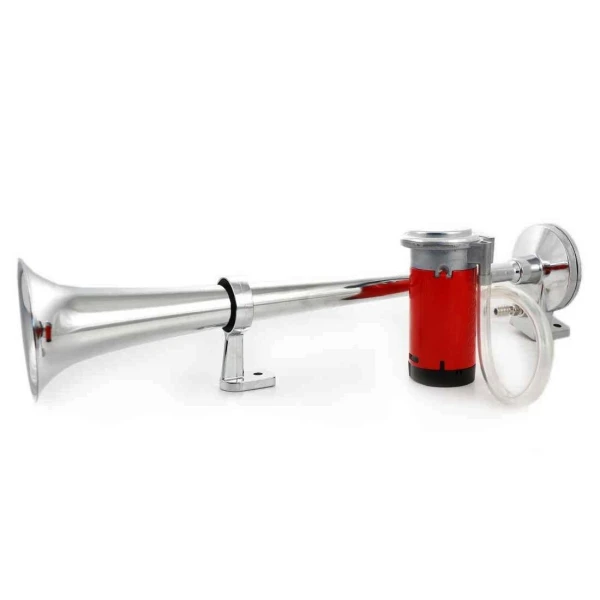 12V Air Horn – Chrome Finished 150dB Single Horn with Compressor for Trucks, Vans & More