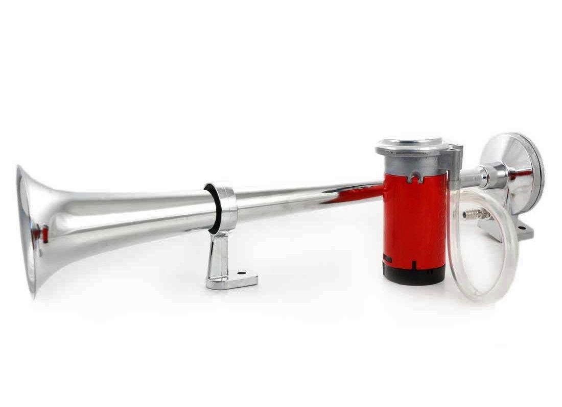 th1102.jpg 12V Air Horn – Chrome Finished 150dB Single Horn with Compressor for Trucks, Vans & More