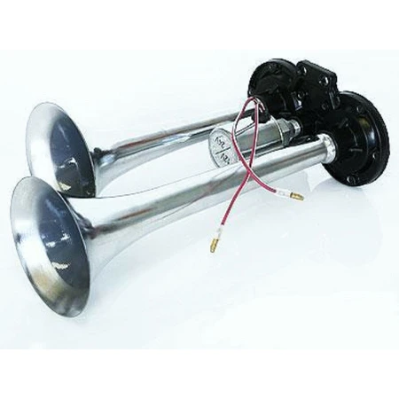 Twin Air Horn – Dual Trumpet 130dB Horn for Trucks, Cars, Yachts & More | Chrome-Plated Alloy Construction