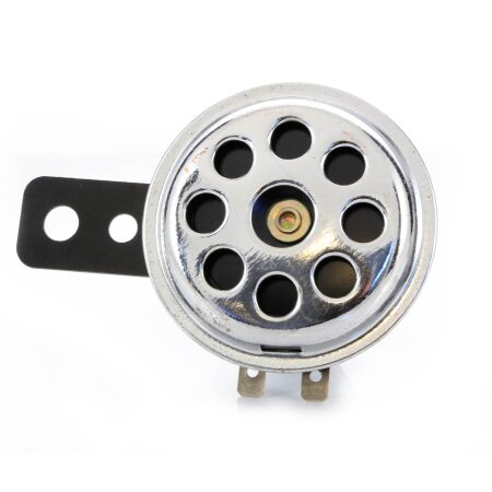 Chrome Klaxon Horn 12V - 110dB Compact Electromagnetic Horn with Chrome Plated Face