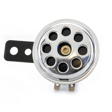 Chrome Klaxon Horn 12V - 110dB Compact Electromagnetic Horn with Chrome Plated Face