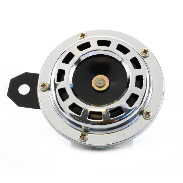 Disc Klaxon Horn 12V - Compact Electromagnetic Horn with 110dB Loud Sound, Chrome Plated