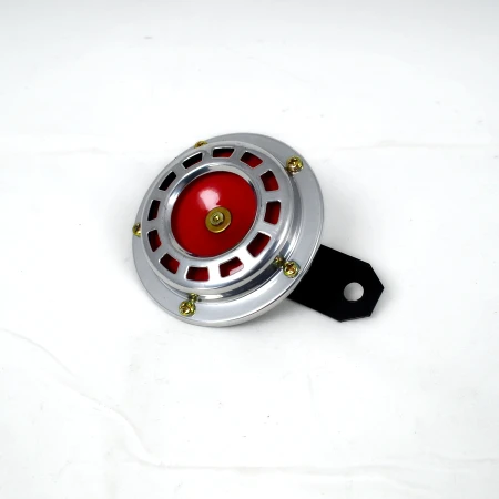 Chrome Klaxon Horn 12V - Small Electromagnetic Disc Horn, 110dB Loud Sound for Universal Use
