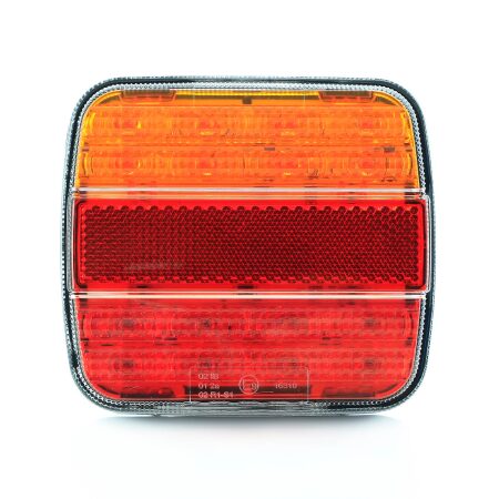 2 pcs Red- Amber LED Rear Tail Lights - E9 Marked Lamps for Truck, Lorry, Van, Bus, Etc. (12V-24V) with 4 Functions.