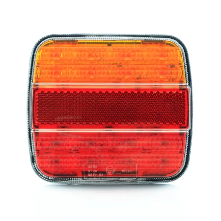 2 pcs Red- Amber LED Rear Tail Lights - E9 Marked Lamps for Truck, Lorry, Van, Bus, Etc. (12V-24V) with 4 Functions.