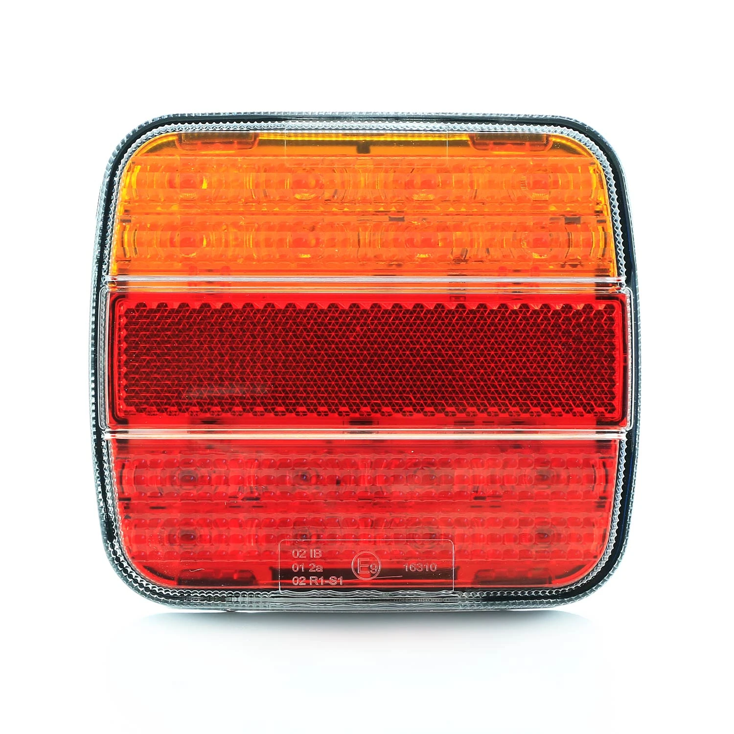 2 pcs Red- Amber LED Rear Tail Lights - E9 Marked Lamps for Truck, Lorry, Van, Bus, Etc. (12V-24V) with 4 Functions.