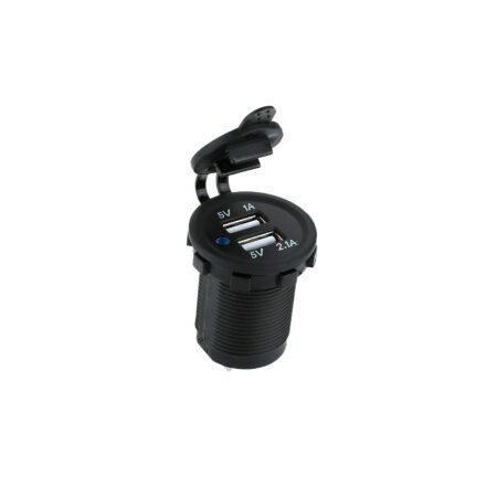 High Quality Universal Dual USB Charger for 12/24V vehicles. Fits 30–35mm holes for phones, tablets, GPS. FREE Delivery for UK and Europe!