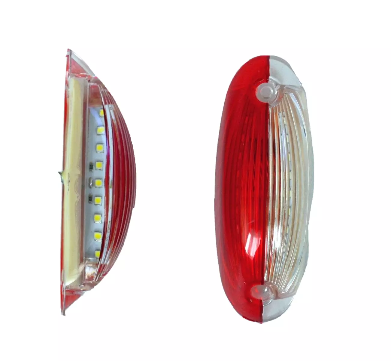 High Quality 2 pcs LED Vertical Side Marker Lights - Red-White Outline Lamps for 12V - 24V Vehicles. FREE Delivery for UK mainland!