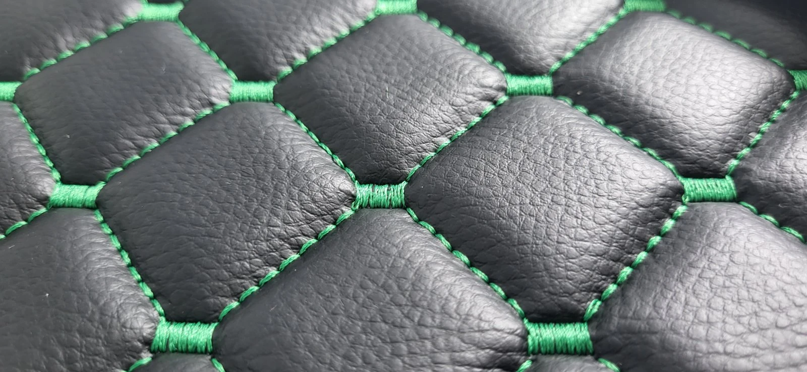 thumbnail image 2 of Webmost Black Eco Leather Floor Mats With Red Stitches For Volvo FH4 (2013-2020) RHD 2 of 6