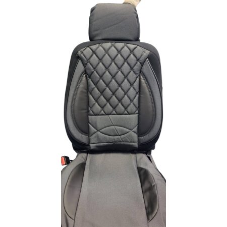 Black Eco-Leather & Jacquard Car Seat Covers. Universal Fit, Easy Installation, Made in EU