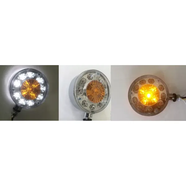 High Quality 2 pcs Side Mirror Marker Lights - 24V LED Amber/White, Chrome Bezel, Waterproof, Universal Fit. FREE Delivery for UK mainland!