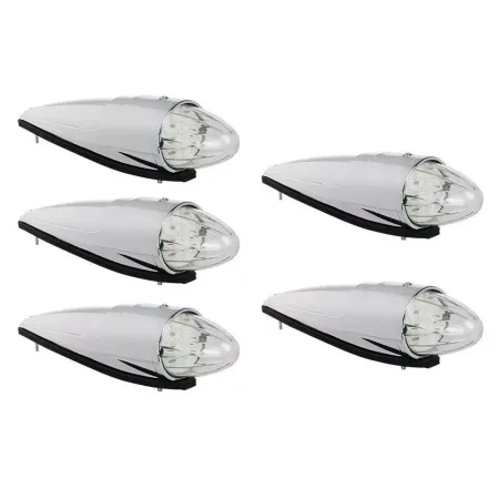 High Quality 5 pcs Cabin Roof Marker Lights - LED White Torpedo, 12V/24V, Waterproof, For Kenworth, Peterbilt, and More. FREE Delivery for UK!