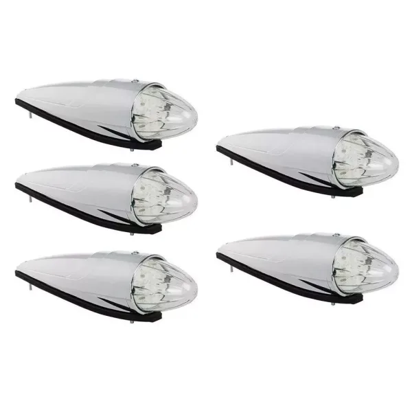 High Quality 5 pcs Cabin Roof Marker Lights - LED White Torpedo, 12V/24V, Waterproof, For Kenworth, Peterbilt, and More. FREE Delivery for UK!