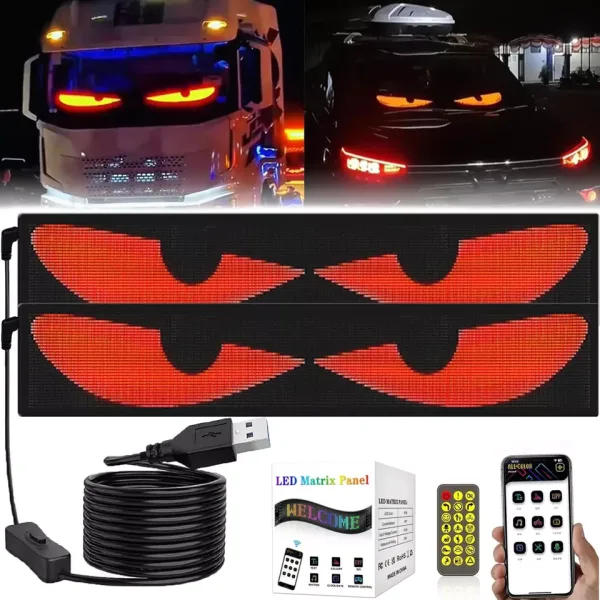 2 pcs Truck Specific Devil's Eye Lights LED Screen DIY Car Eye Light Lorry Dynamic Eyes