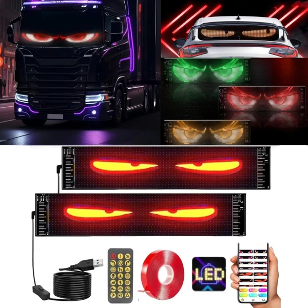 2 pcs Truck Specific Devil's Eye Lights LED Screen DIY Car Eye Light Lorry Dynamic Eyes