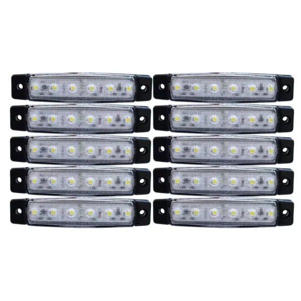 Hight Quality 10 pcs White Front Marker Lights - 24V 6 SMD LEDs, Waterproof, Energy-Saving, Easy Installation. FREE delivery for UK mainland!