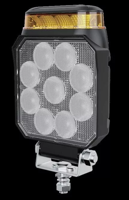 14W Front LED DRL Light with 25 LEDs, white spot & amber warning flash. E-marked, R65 & R23 certified, 12V/24V multi-voltage, waterproof IP65. FREE Delivery for UK and Europe!