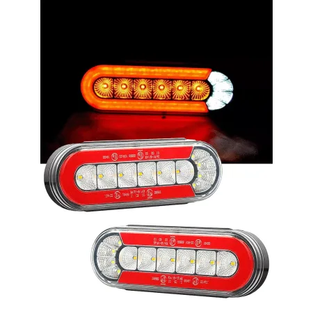 FREE UK Delivery! High Quality Neon Rear Tail Lights with tail, stop, reverse, and dynamic turn signals. E-marked, waterproof (IP67), 12V–24V.