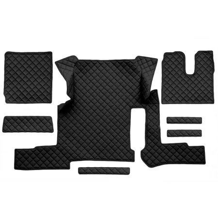 Full coverage 3-piece MAN TGX floor mats set for One Drawer models (2018–2020), manual gearbox, right-hand drive. Premium eco leather design.