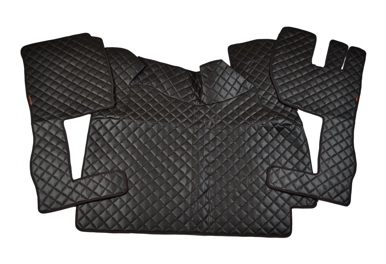 FREE UK Delivery! High Quality Set of 3 pcs Black Eco Leather set for Volvo FH Floor Mats 2009-2013, automatic gearbox.