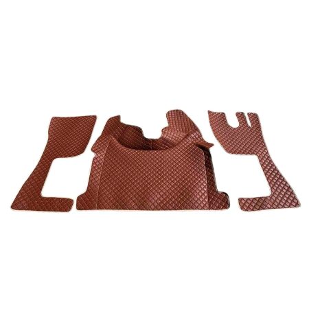 Free Delivery for UK! Premium Deluxe Brown Anti Slip Eco Leather Floor Mats for Volvo FH Euro 6 (2013-2020) with automatic gear box and RHD.