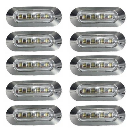 10x 4 LED Side WHITE Chrome Bezel Marker 24V Light for Truck Bus Lorry MAN DAF