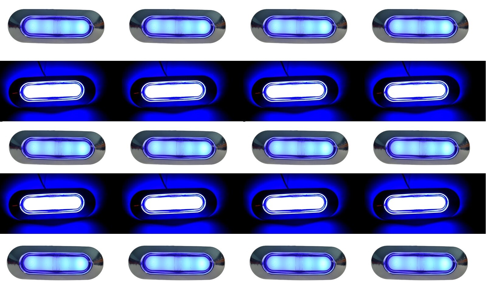20X 24V Chrome LED Neon Blue Side Marker Lights for Iveco MAN DAF Scania Volvo