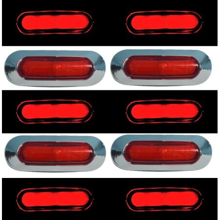 10x 24V Rear Color Lens Red Chrome Bezel Marker LED Light for MAN Scania Volvo