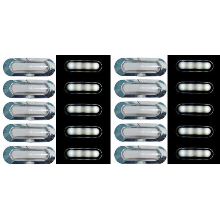 20x 24V Chrome Front Marker LED Lights Color Neon White Truck Lorry Chassis Bus