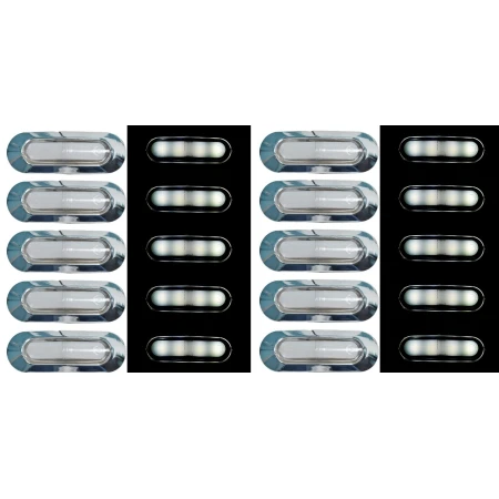 20x 24V Chrome Front Marker LED Lights Color Neon White Truck Lorry Chassis Bus