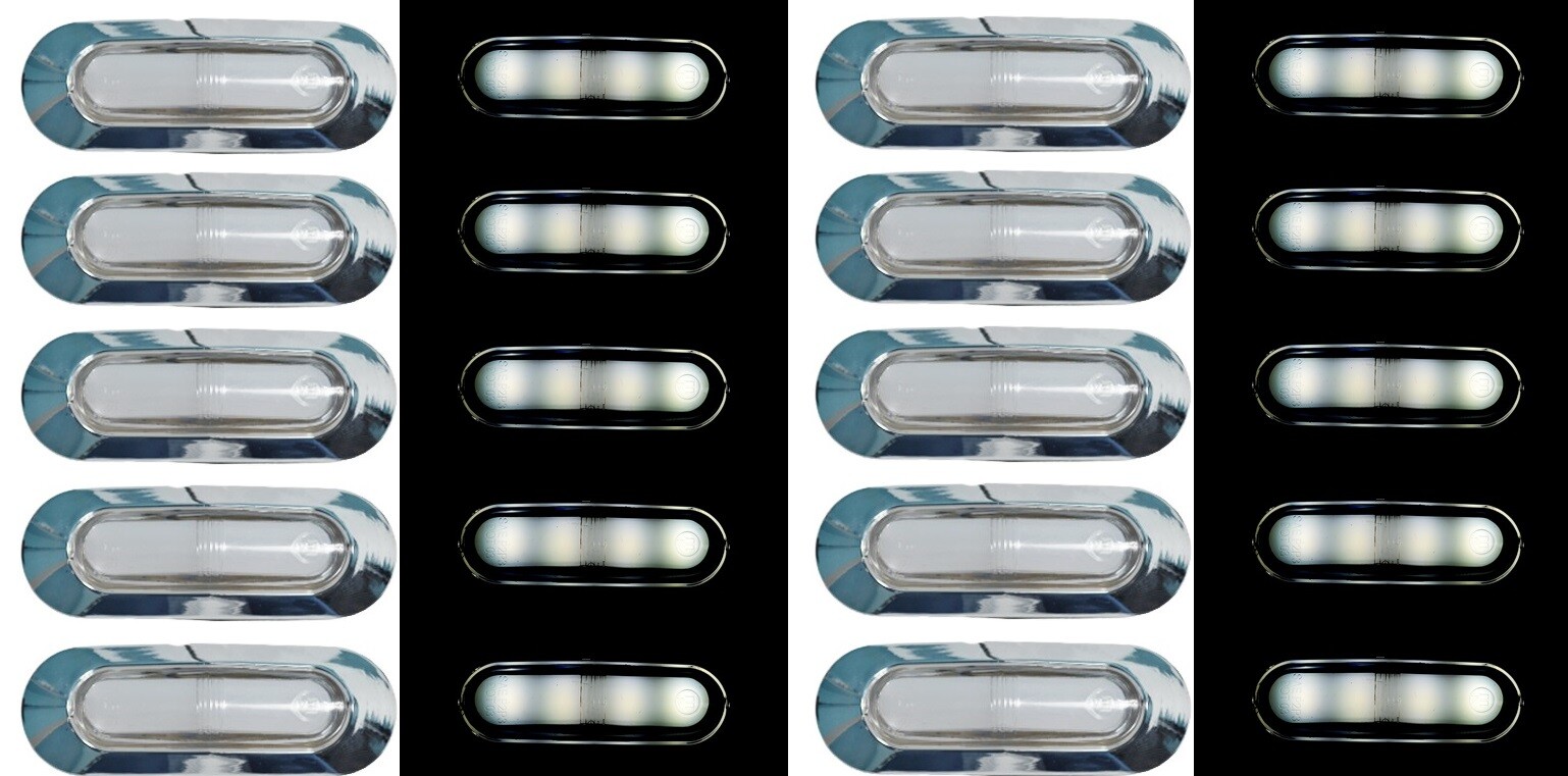 20x 24V Chrome Front Marker LED Lights Color Neon White Truck Lorry Chassis Bus