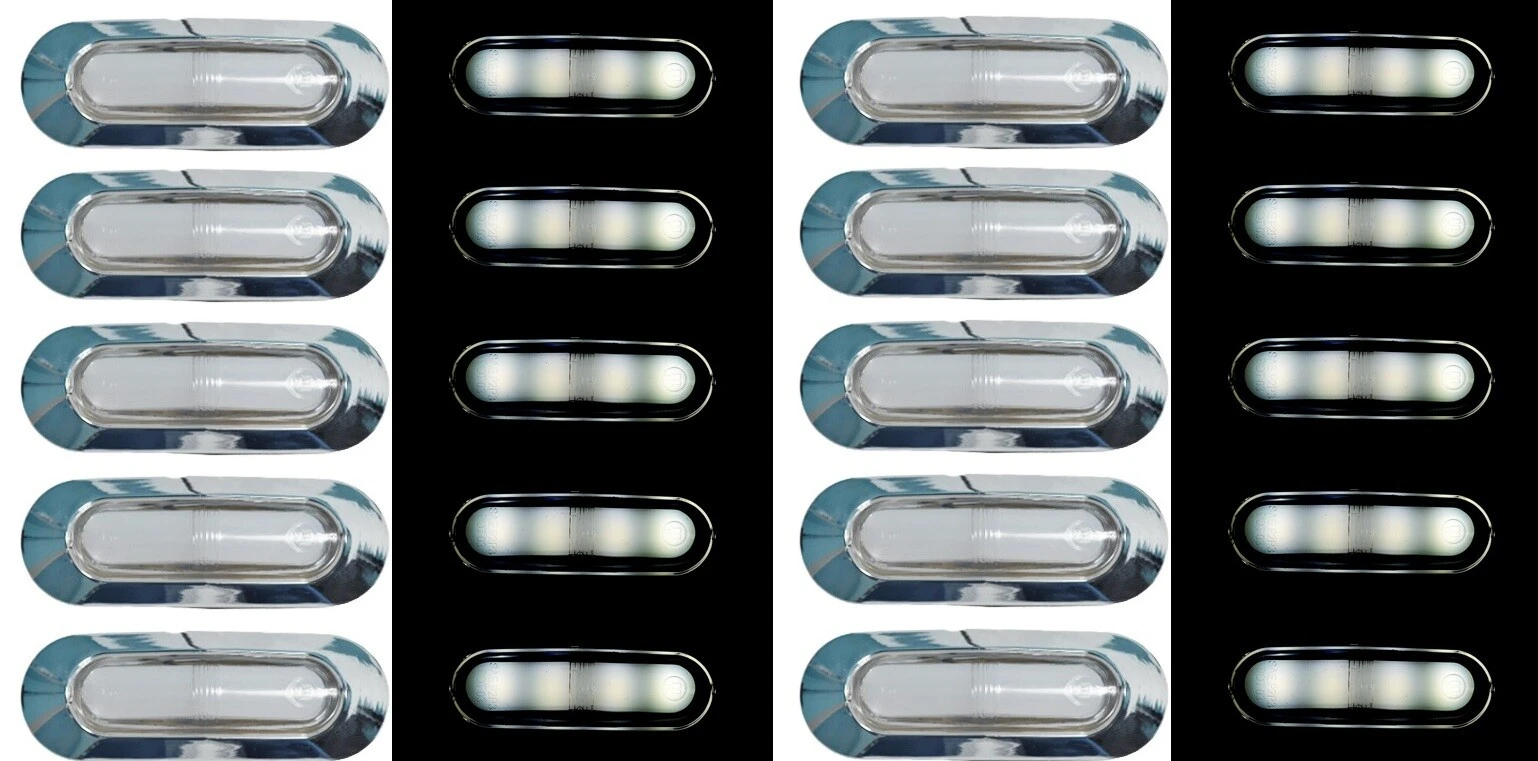 20x 24V Chrome Front Marker LED Lights Color Neon White Truck Lorry Chassis Bus