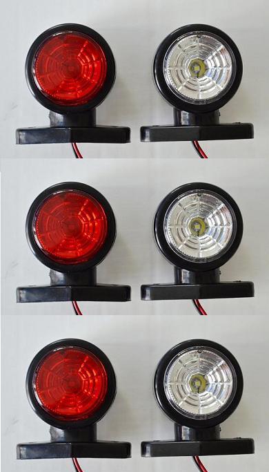 6x 24V Red White LED Side Outline marker lights Truck Trailer Caravan Bus Camper
