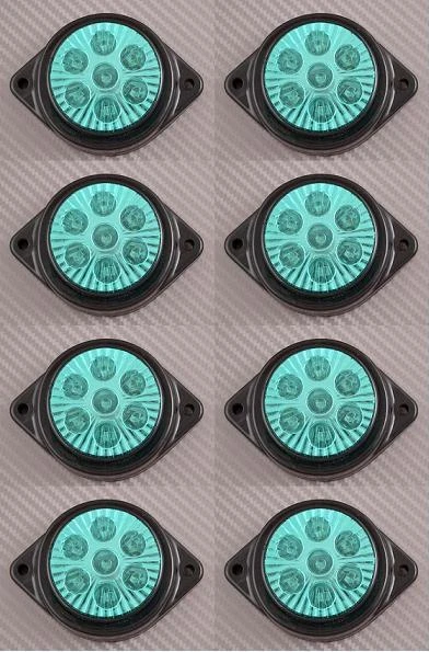 8 x 24V LED Side Marker GREEN Lights Truck Trailer Chassis for MAN Scania Volvo