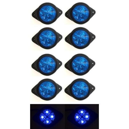 Set of 10 pcs 24V LED Blue Clearance Side Marker Lights Truck Trailer Lorry