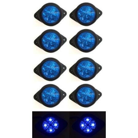 10 pcs 12V LED Blue Round Side Marker Lights Truck ATV Car Caravan Camper Boat