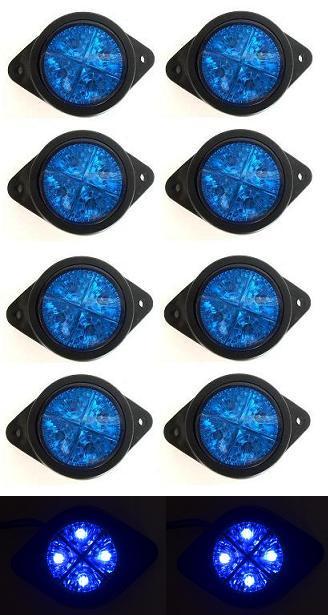 10 pcs 12V LED Blue Round Side Marker Lights Truck ATV Car Caravan Camper Boat